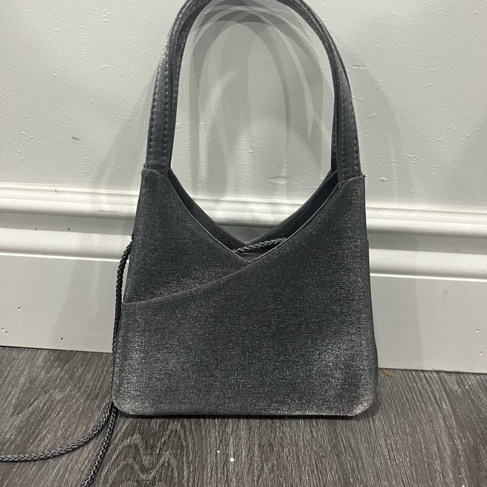 Geometric silver chrome purse